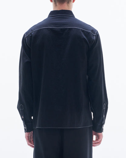 HARRISON WONG / Nylon Cotton Shirt With Color Contrast - Black