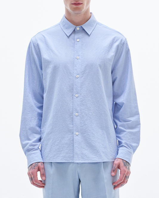 HARRISON WONG / Nylon Cotton Shirt With Color Contrast - Blue