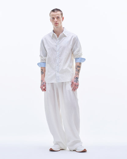 HARRISON WONG / Nylon Cotton Shirt With Color Contrast - White