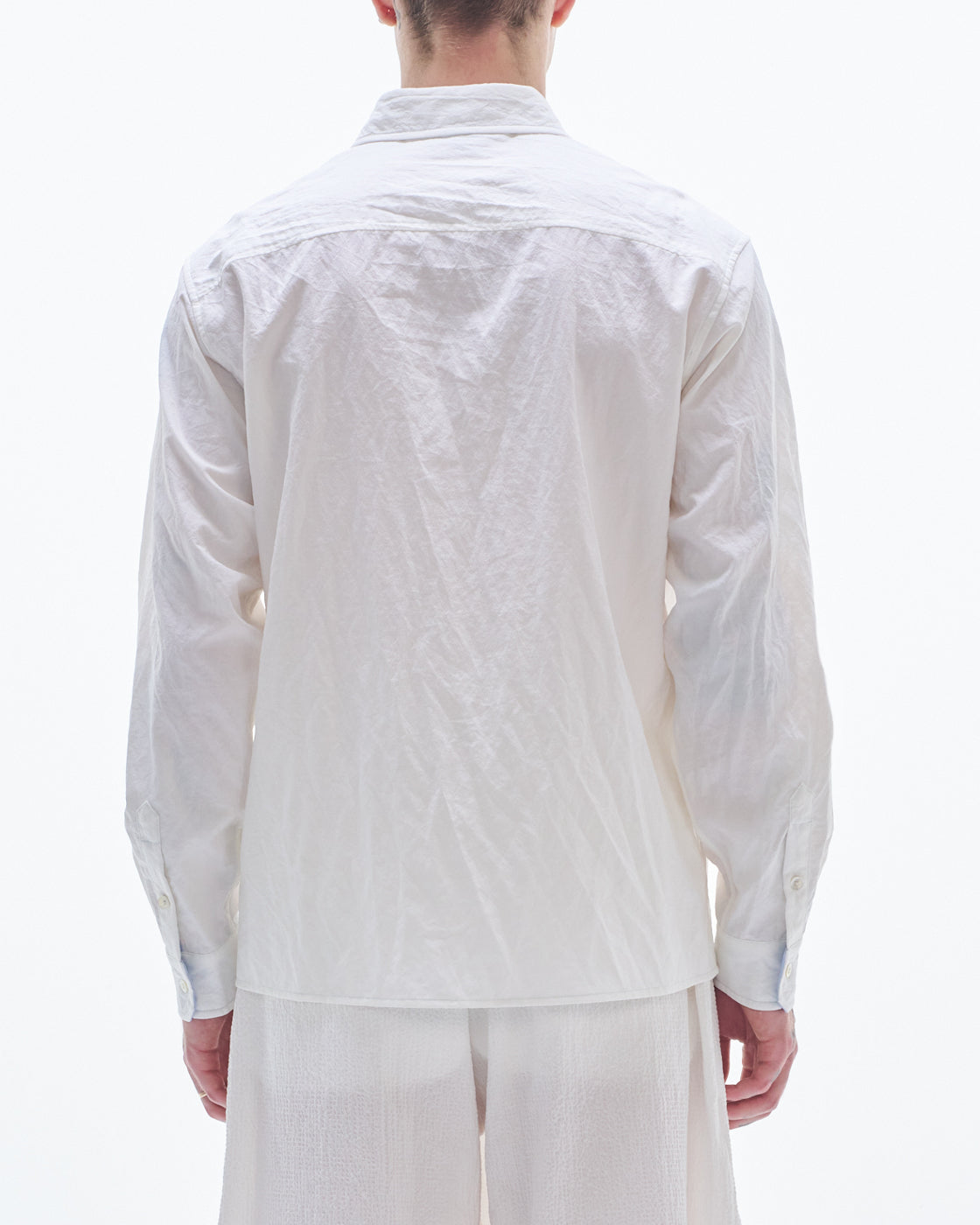 HARRISON WONG / Nylon Cotton Shirt With Color Contrast - White