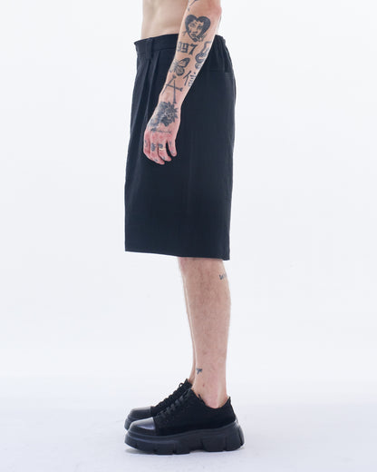HARRISON WONG / Linen Cotton Textured Shorts - Black