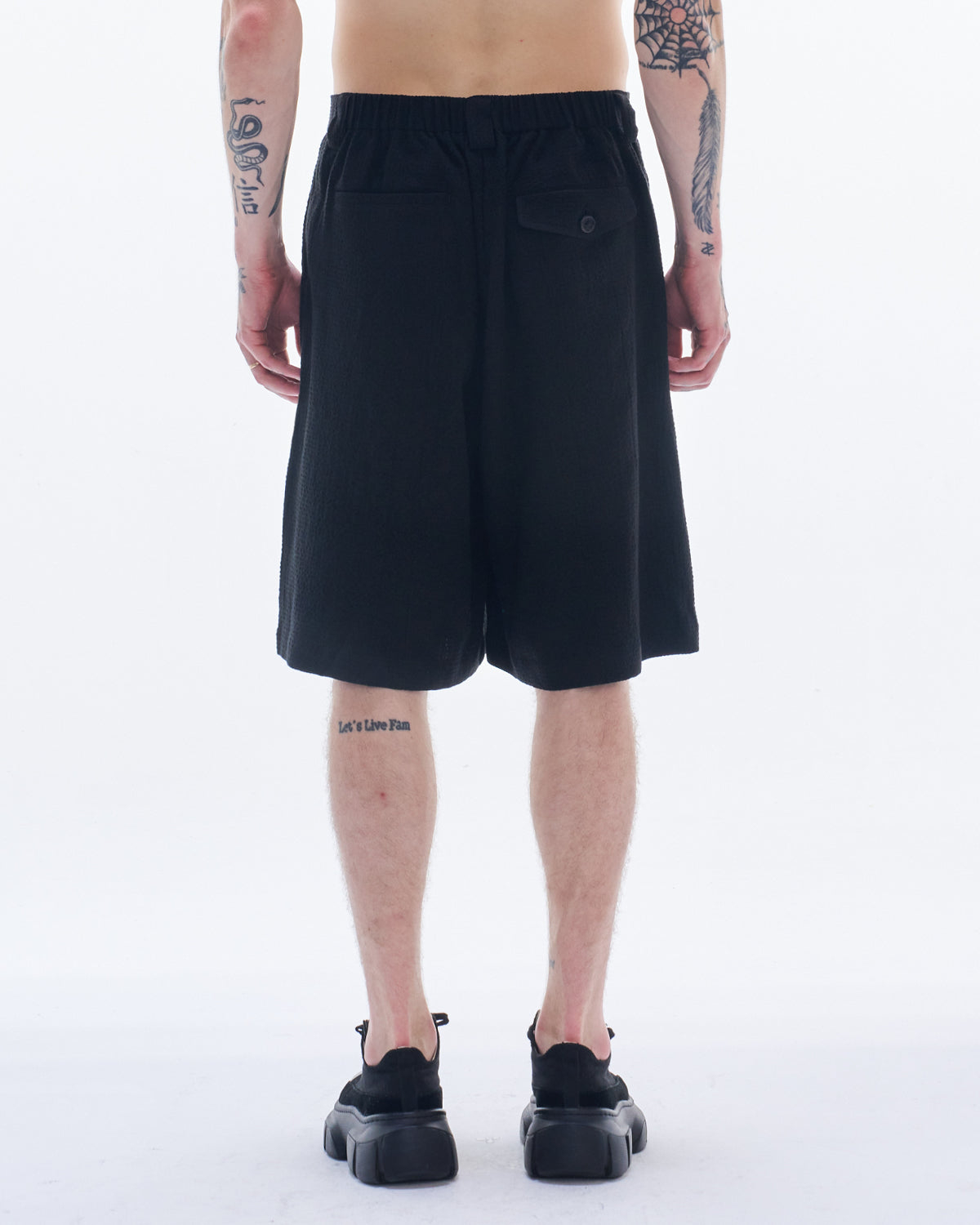 HARRISON WONG / Linen Cotton Textured Shorts - Black