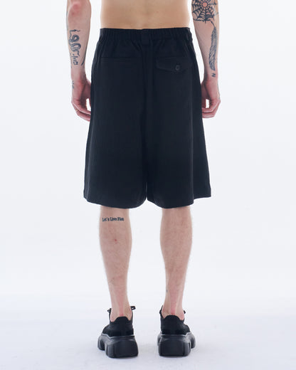 HARRISON WONG / Linen Cotton Textured Shorts - Black