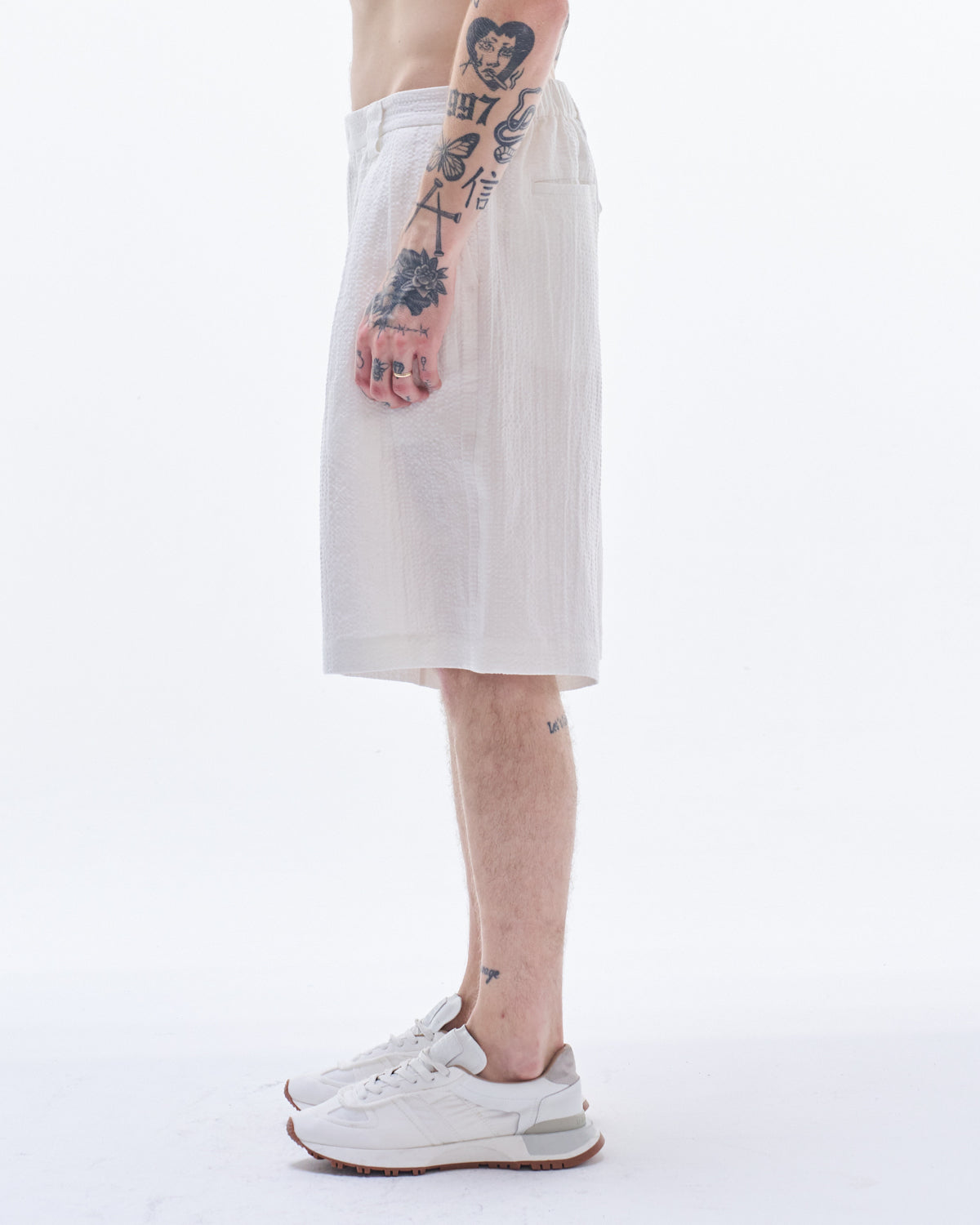 HARRISON WONG / Linen Cotton Textured Shorts - White