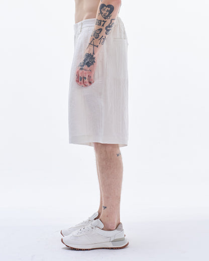 HARRISON WONG / Linen Cotton Textured Shorts - White