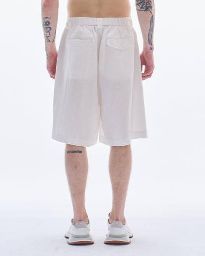 HARRISON WONG / Linen Cotton Textured Shorts - White