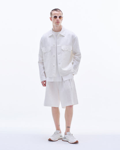 HARRISON WONG / Linen Cotton Textured Shorts - White