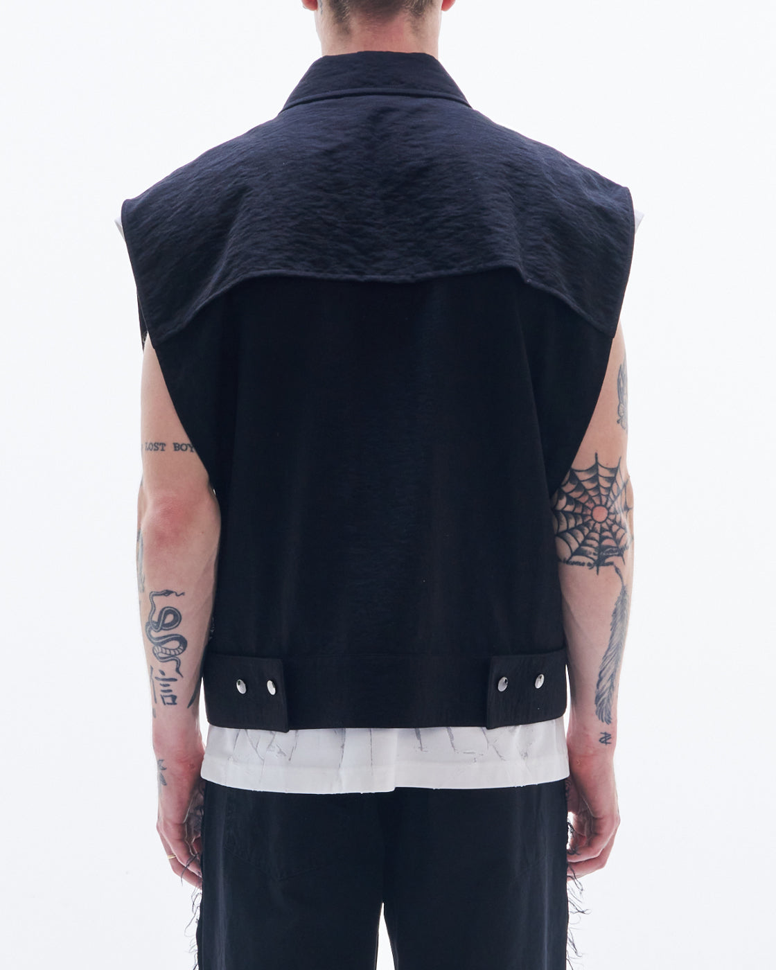 HARRISON WONG | Viscose Linen Zipper Waistcoat - Black – HARAJUKU