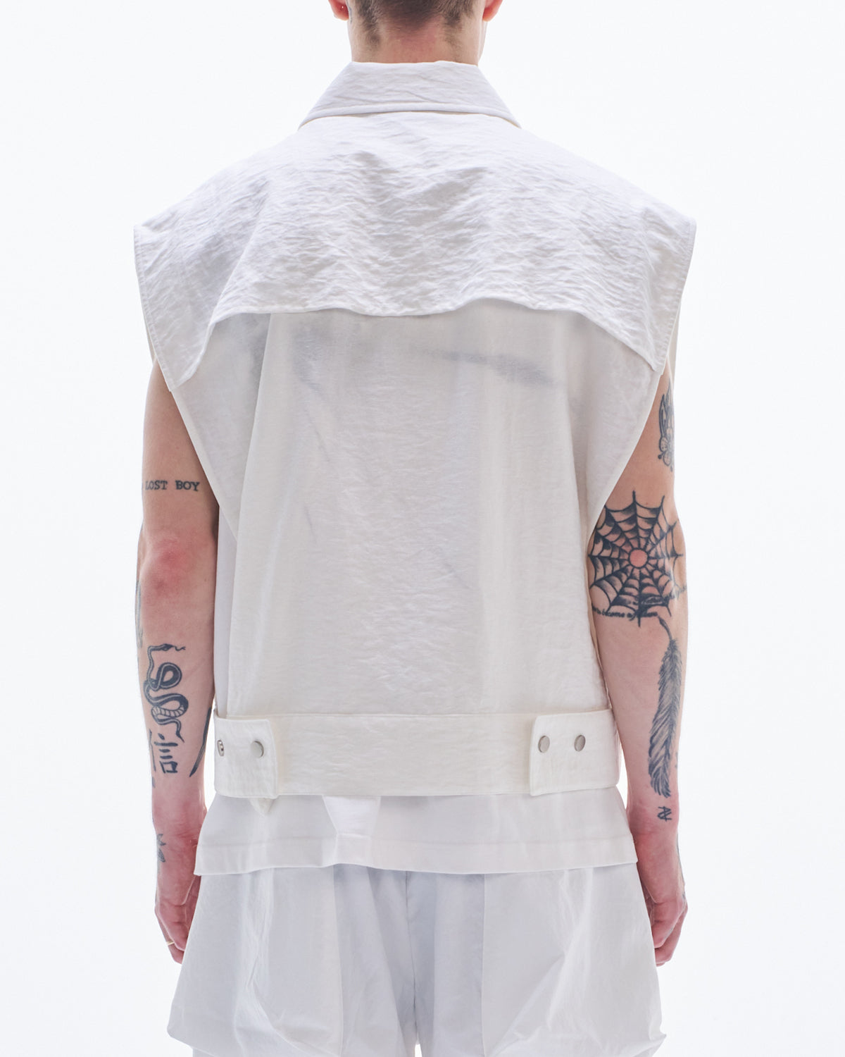 HARRISON WONG / Viscose Linen Zipper Waistcoat - White