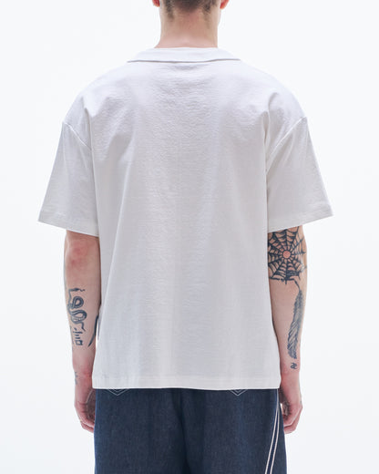 HARRISON WONG / Tee With Raw Edge Cut & Mirrors - White
