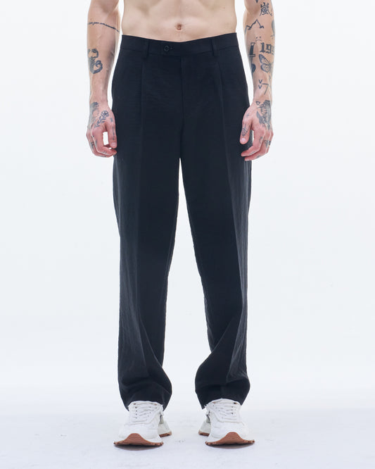 HARRISON WONG / Crepe Cotton Regular Fit Pants - Black