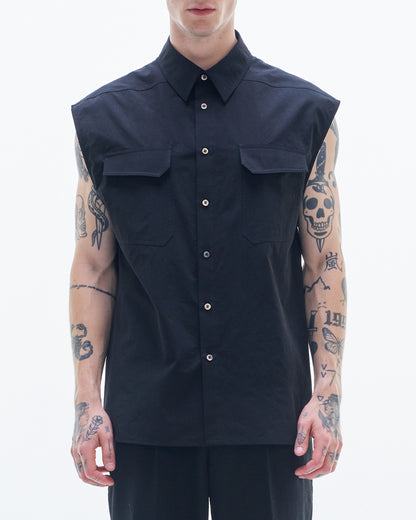 HARRISON WONG / Cotton Sleeveless Shirt - Black