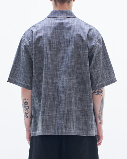 HARRISON WONG / Yarn Dyed Fabric Short Sleeve Shirt - Black