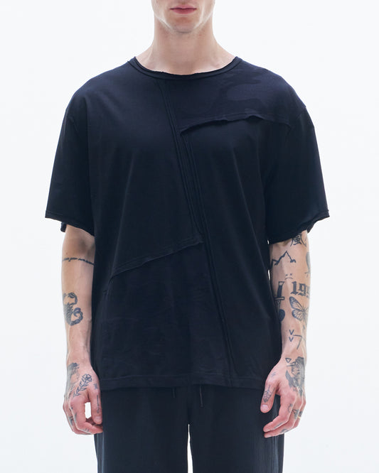 HARRISON WONG / Raw Edge Tee With Contrasted Fabric