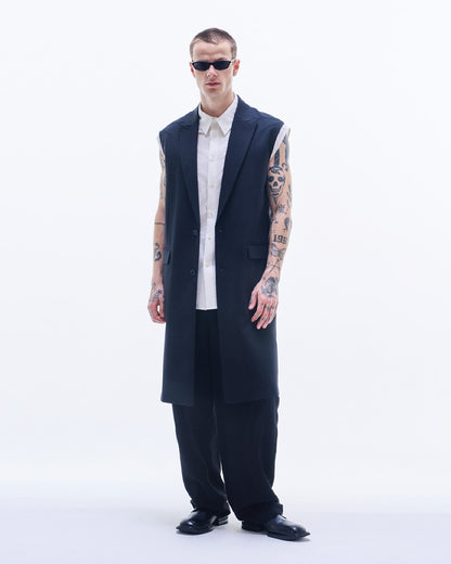 HARRISON WONG / Sleeveless Wool Long Blazer