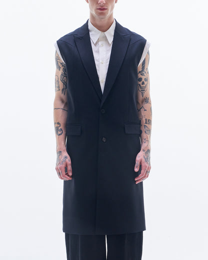 HARRISON WONG / Sleeveless Wool Long Blazer
