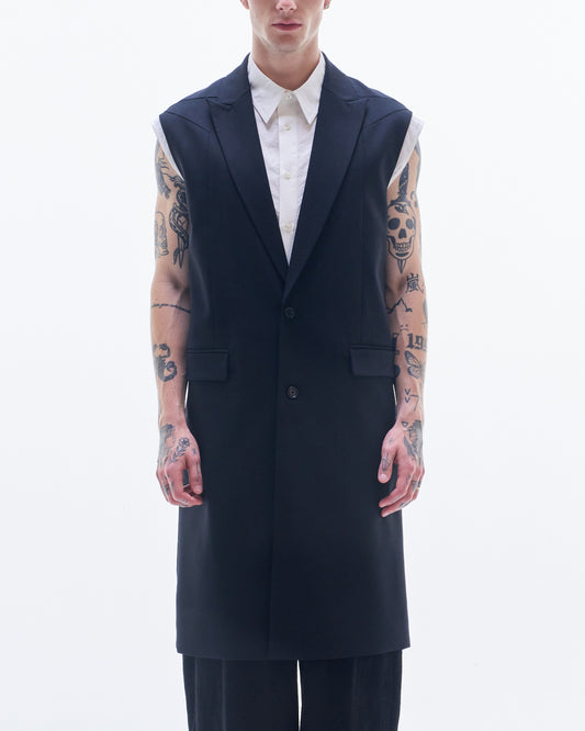 HARRISON WONG / Sleeveless Wool Long Blazer