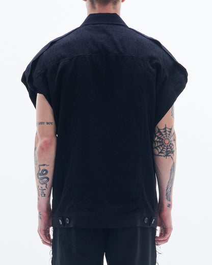 HARRISON WONG / Rayon Cotton Sleeveless Zipper Jacket