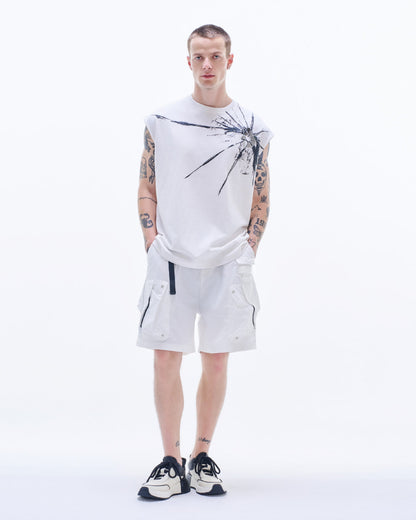 HARRISON WONG / Cargo Shorts With Zipper Pocket - White