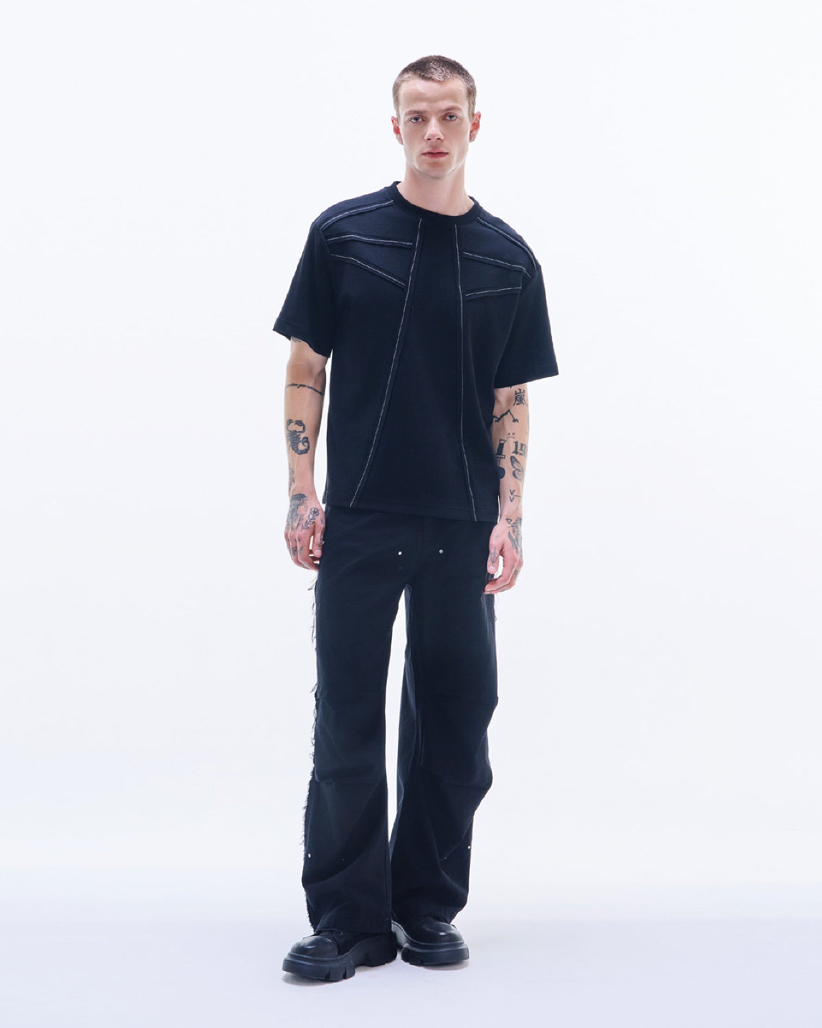 HARRISON WONG / Cotton Baggy Pants With Raw Edge