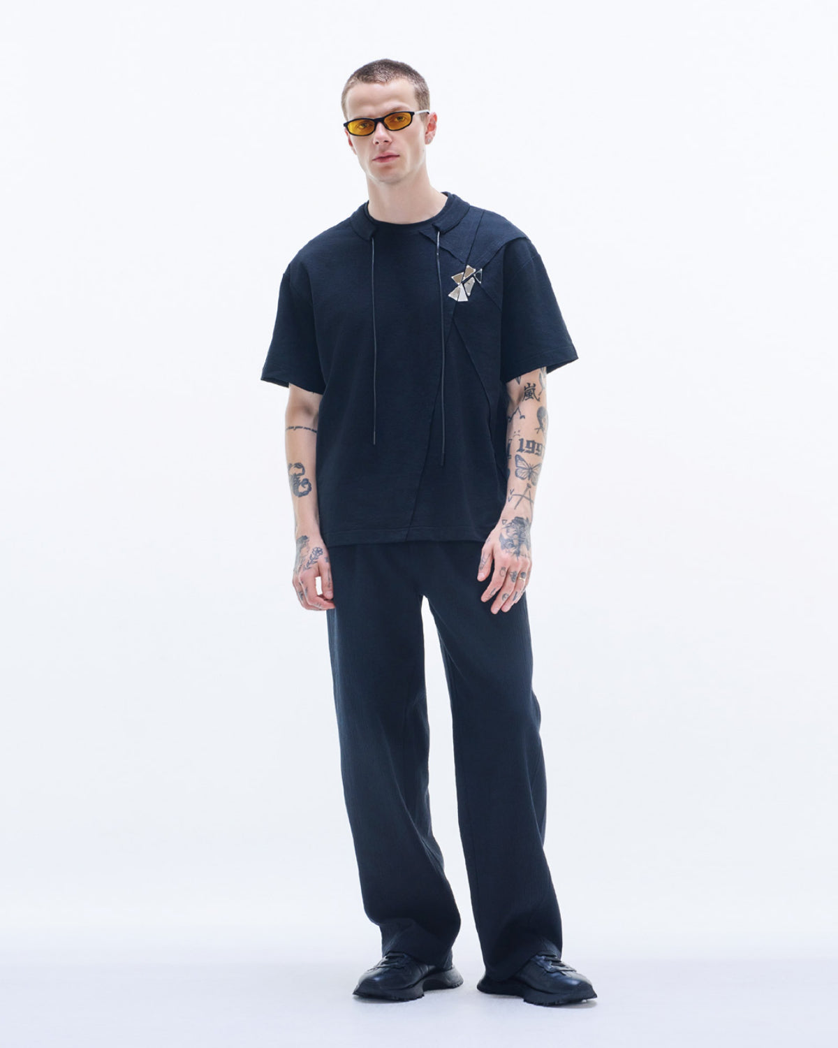 ミュージシャン HEAVY COTTON STRT VARIUS ssstein VIS/LI BRIGHT TWILL WIDE EASY TROUSERS・DARK CHARCOAL - tity