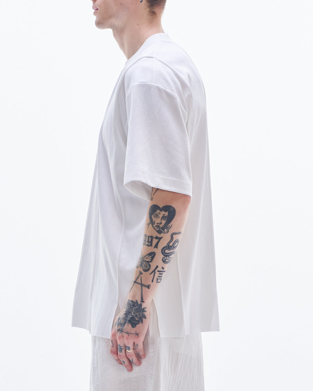 HARRISON WONG / Tee With Strip Cut & Slits - White