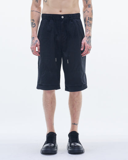 HARRISON WONG / Pleated Bermuda Poly Cotton Shorts