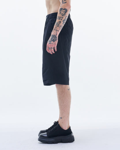 HARRISON WONG / Pleated Bermuda Poly Cotton Shorts