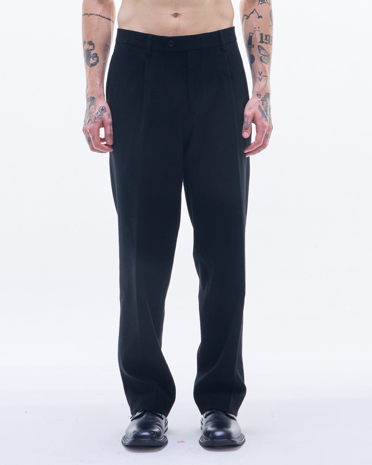 HARRISON WONG / Viscose Linen Regular Fit Pants