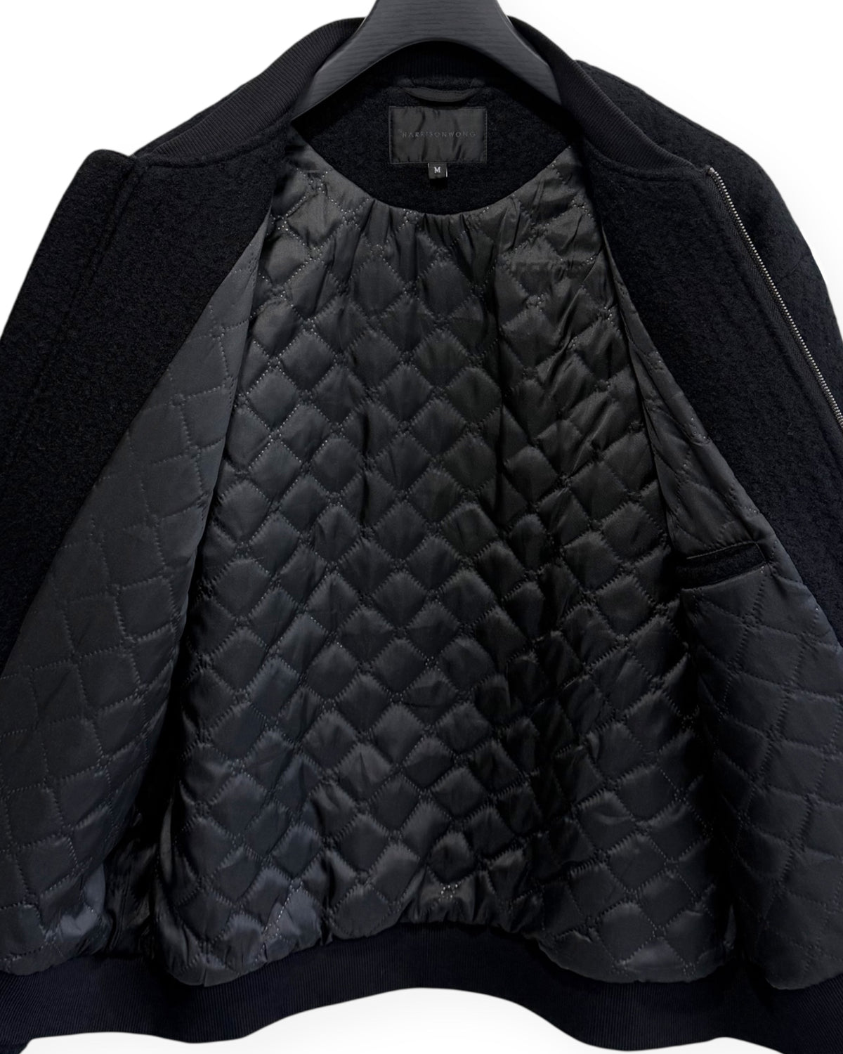 HARRISON WONG / Wool Bomber Jacket With Fabric Contrast Pocket - Black