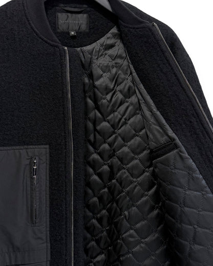 HARRISON WONG / Wool Bomber Jacket With Fabric Contrast Pocket - Black