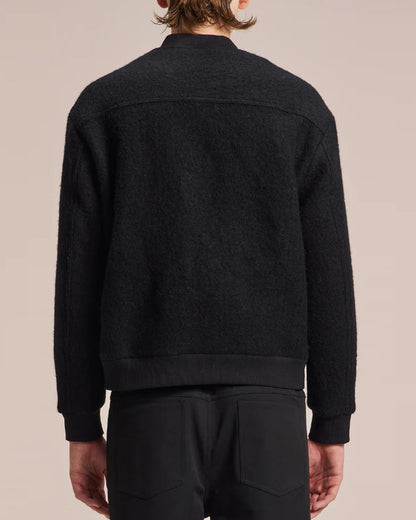 HARRISON WONG / Wool Bomber Jacket With Fabric Contrast Pocket - Black