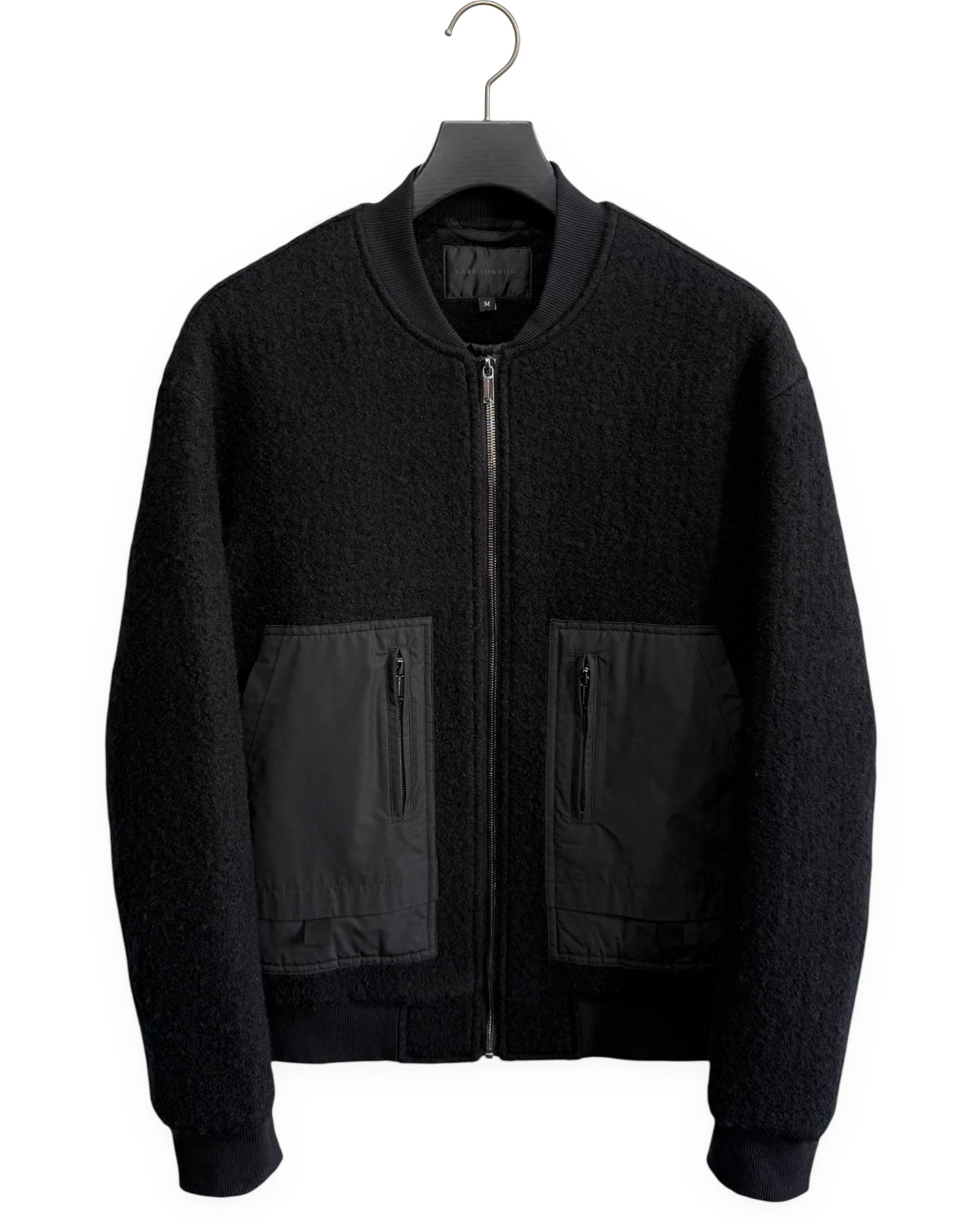 HARRISON WONG / Wool Bomber Jacket With Fabric Contrast Pocket - Black