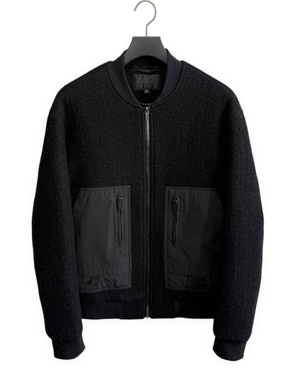 HARRISON WONG / Wool Bomber Jacket With Fabric Contrast Pocket - Black