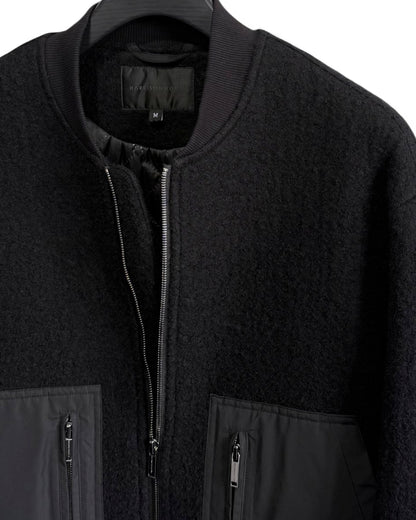 HARRISON WONG / Wool Bomber Jacket With Fabric Contrast Pocket - Black