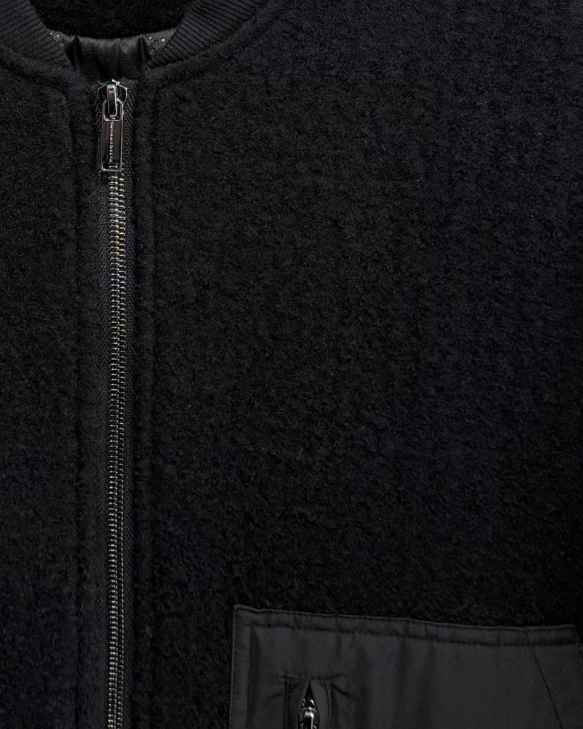 HARRISON WONG / Wool Bomber Jacket With Fabric Contrast Pocket - Black