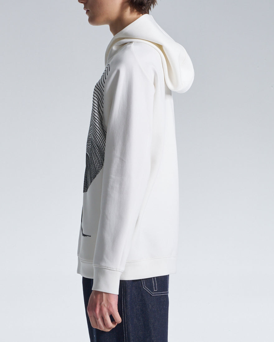HARRISON WONG / Hoodie With Twisted Wavy Lines Embroidery - White