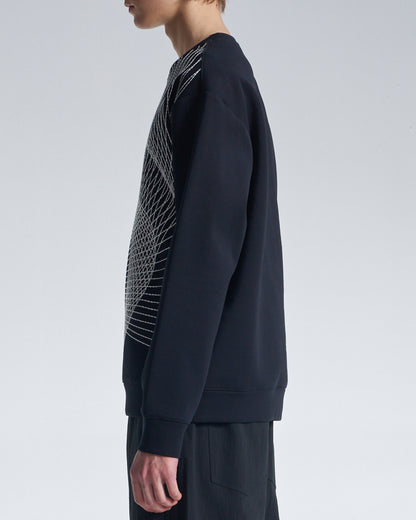 HARRISON WONG / Sweatshirt With Twisted Wavy Lines Embroidery - Black