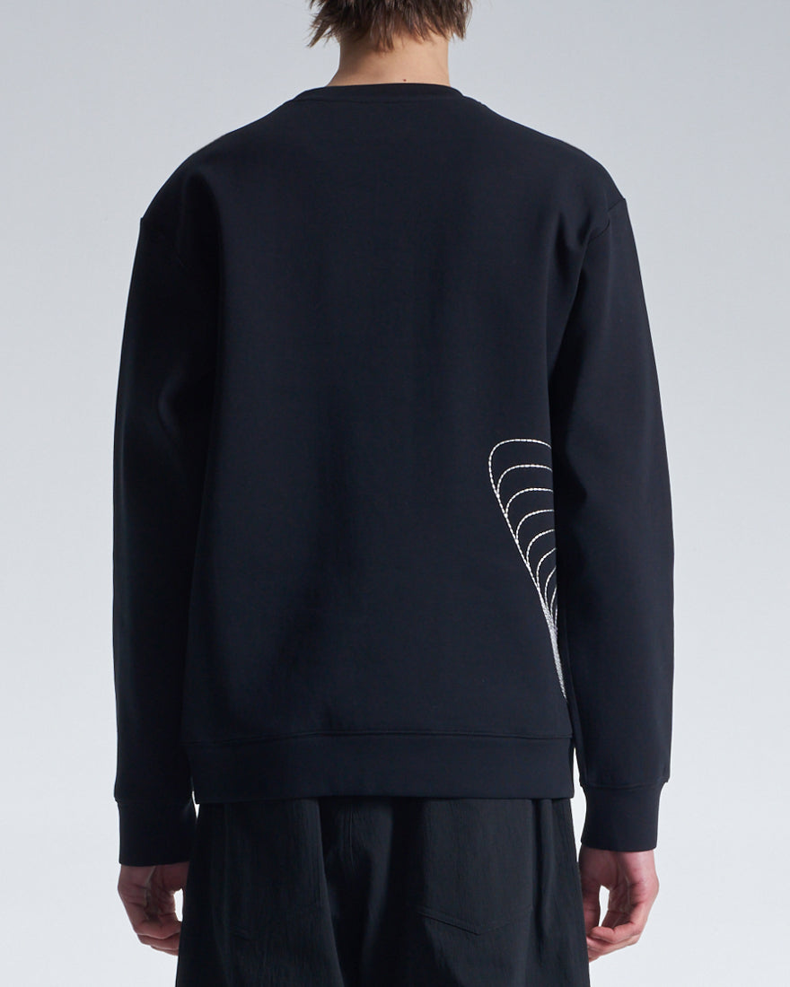 HARRISON WONG / Sweatshirt With Twisted Wavy Lines Embroidery - Black
