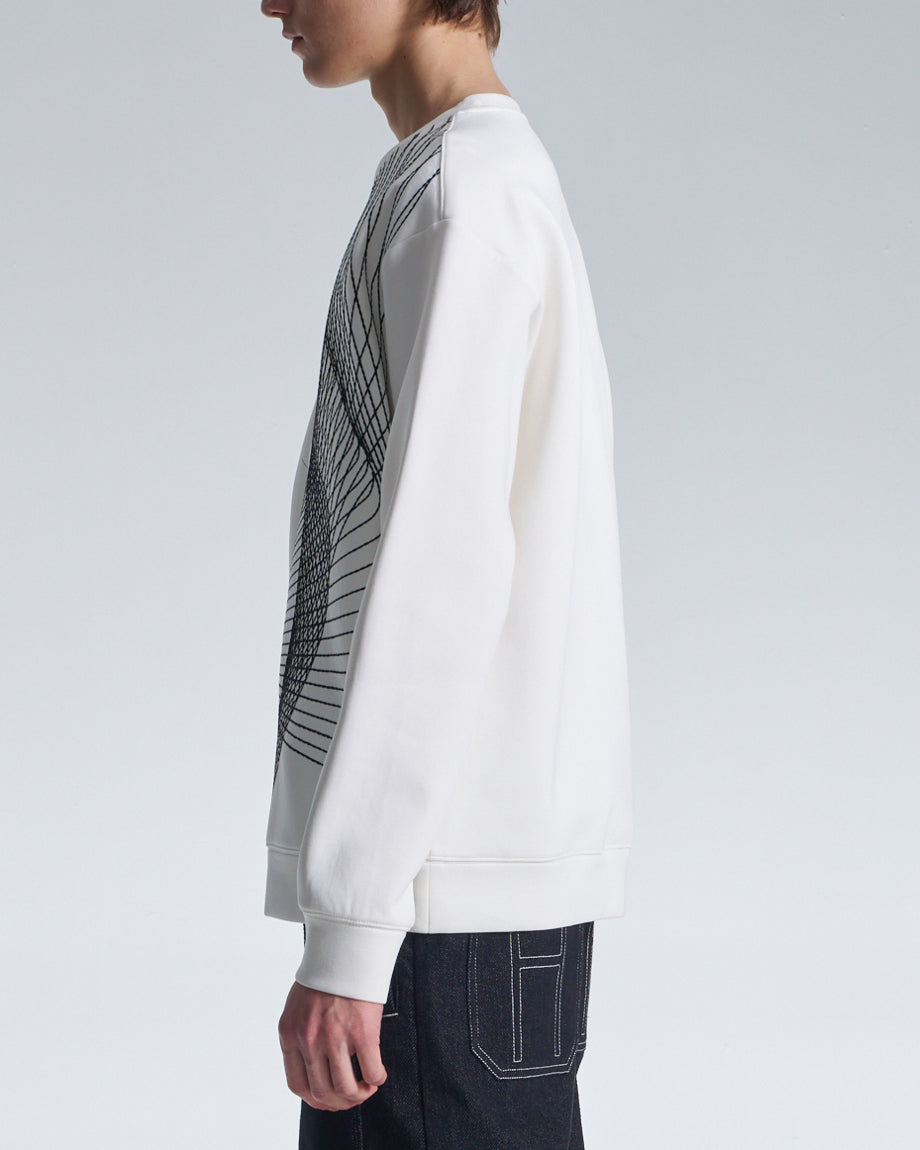 HARRISON WONG / Sweatshirt With Twisted Wavy Lines Embroidery - White