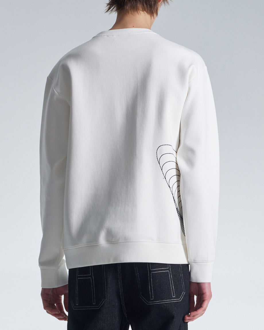 HARRISON WONG / Sweatshirt With Twisted Wavy Lines Embroidery - White