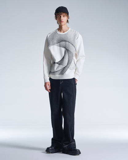HARRISON WONG / Sweatshirt With Twisted Wavy Lines Embroidery - White