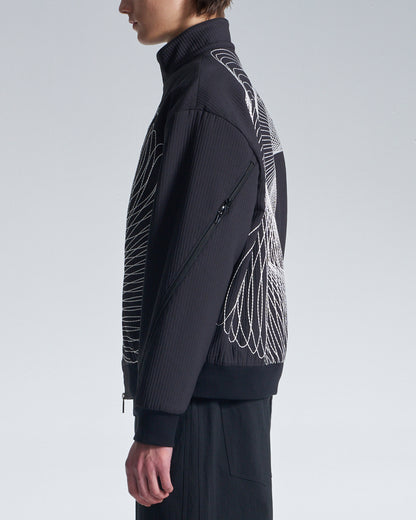 HARRISON WONG / Stand Collar Jacket With Twisted Wavy Lines Embroidery