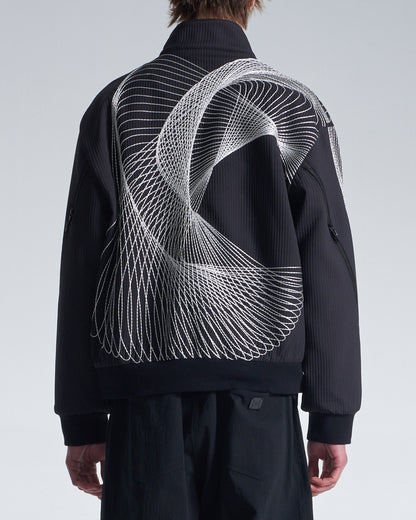 HARRISON WONG / Stand Collar Jacket With Twisted Wavy Lines Embroidery