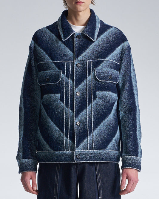 HARRISON WONG / Bias Stripe Denim Jacket