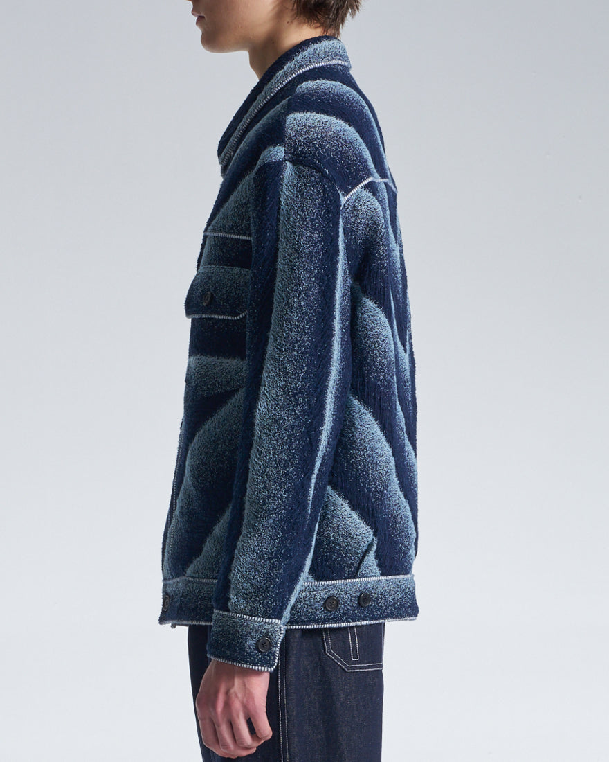 HARRISON WONG / Bias Stripe Denim Jacket