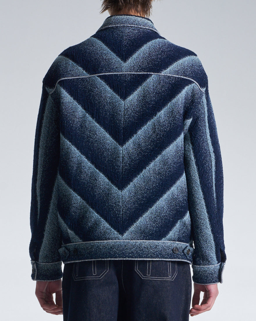 HARRISON WONG / Bias Stripe Denim Jacket
