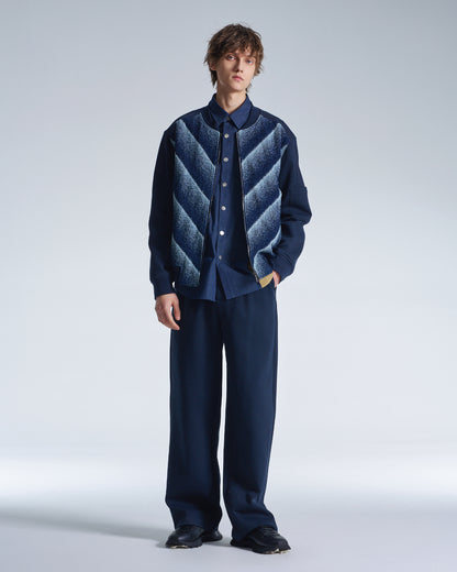 HARRISON WONG / Honeycomb Knit Wide Leg Pants - Navy