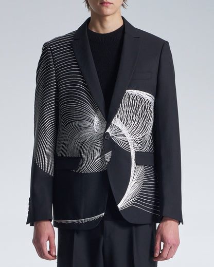HARRISON WONG / Wool Blazer With Twisted Wavy Lines Embroidery