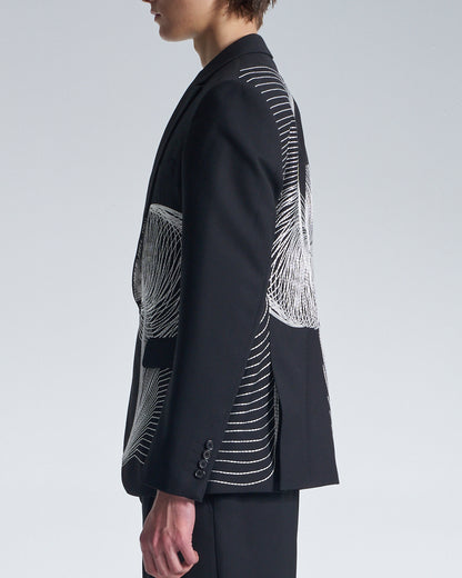 HARRISON WONG / Wool Blazer With Twisted Wavy Lines Embroidery